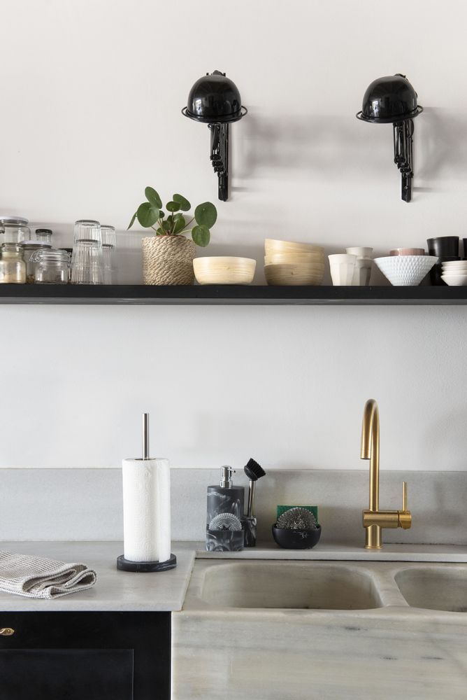 Kitchen utensils - Black Marble Effect Polyresin Sponge/Washer Holder 12.5 x 9.5 x 6 cm CC21066 - ANDREA HOUSE