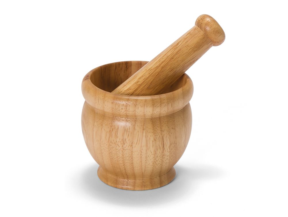 Ustensiles de cuisine - Mortier et pilon en bois d'hévéa Ø9.5x9 cm CC21072 - ANDREA HOUSE