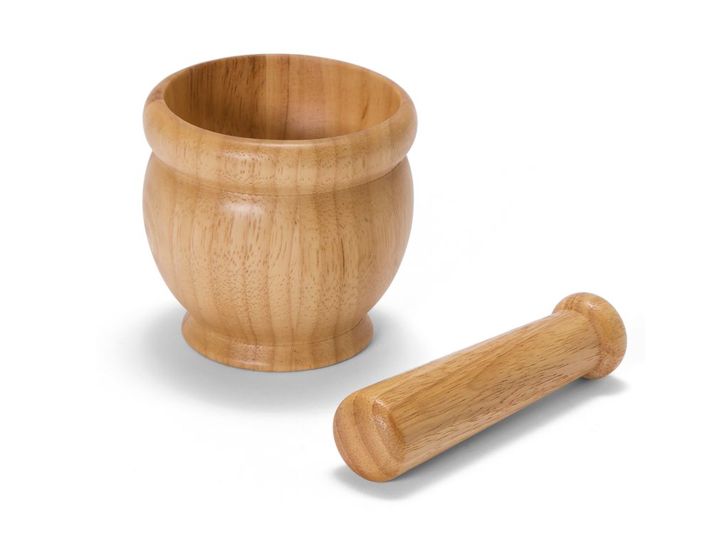 Ustensiles de cuisine - Mortier et pilon en bois d'hévéa Ø9.5x9 cm CC21072 - ANDREA HOUSE