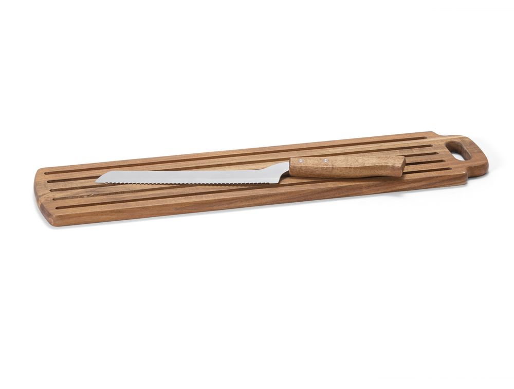 Couverts & ustensiles de cuisine - Planche à pain en bois d'acacia et couteau 52.5x12x1,5 cm CC21073 - ANDREA HOUSE