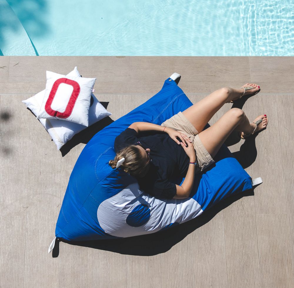 Outdoor decorative accessories - Berlingot Pouf, Round Pouf - LES TOILES DU LARGE