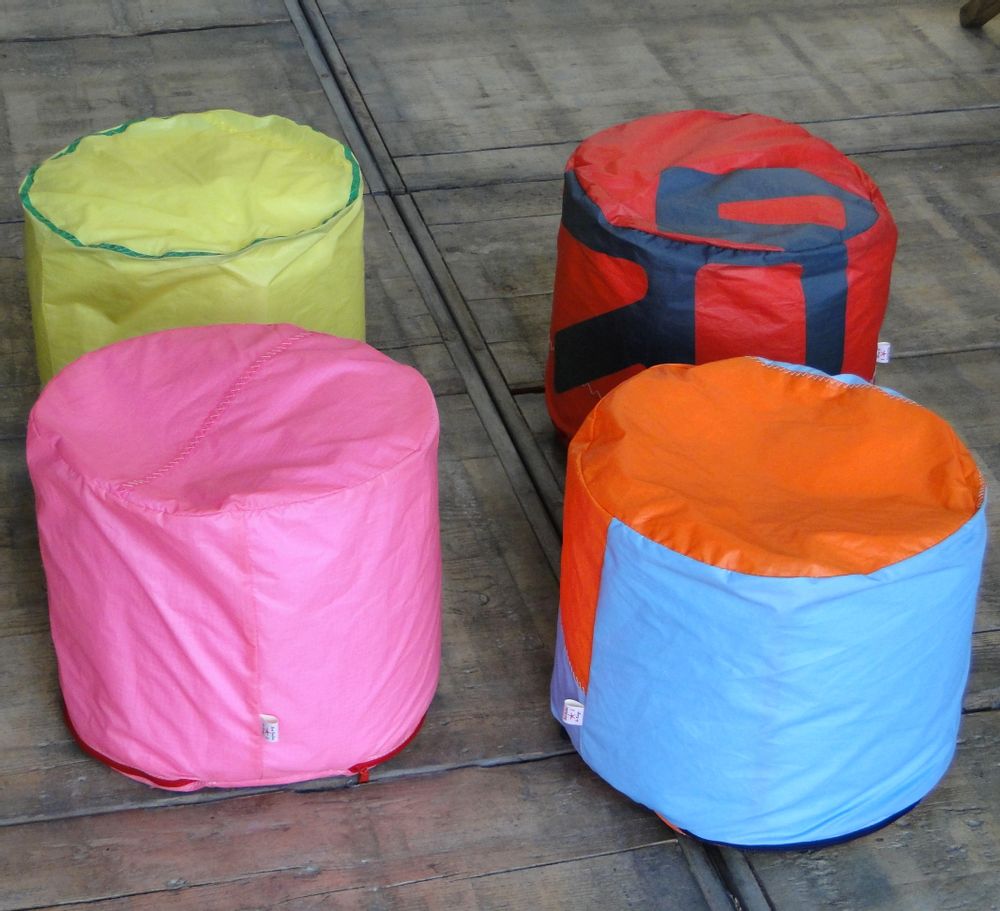 Outdoor decorative accessories - Berlingot Pouf, Round Pouf - LES TOILES DU LARGE