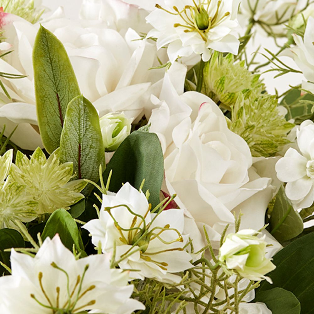 Décorations florales - Bouquet blanc et vert - LOU DE CASTELLANE - Fleurs artificielles plus vraies que nature - LOU DE CASTELLANE