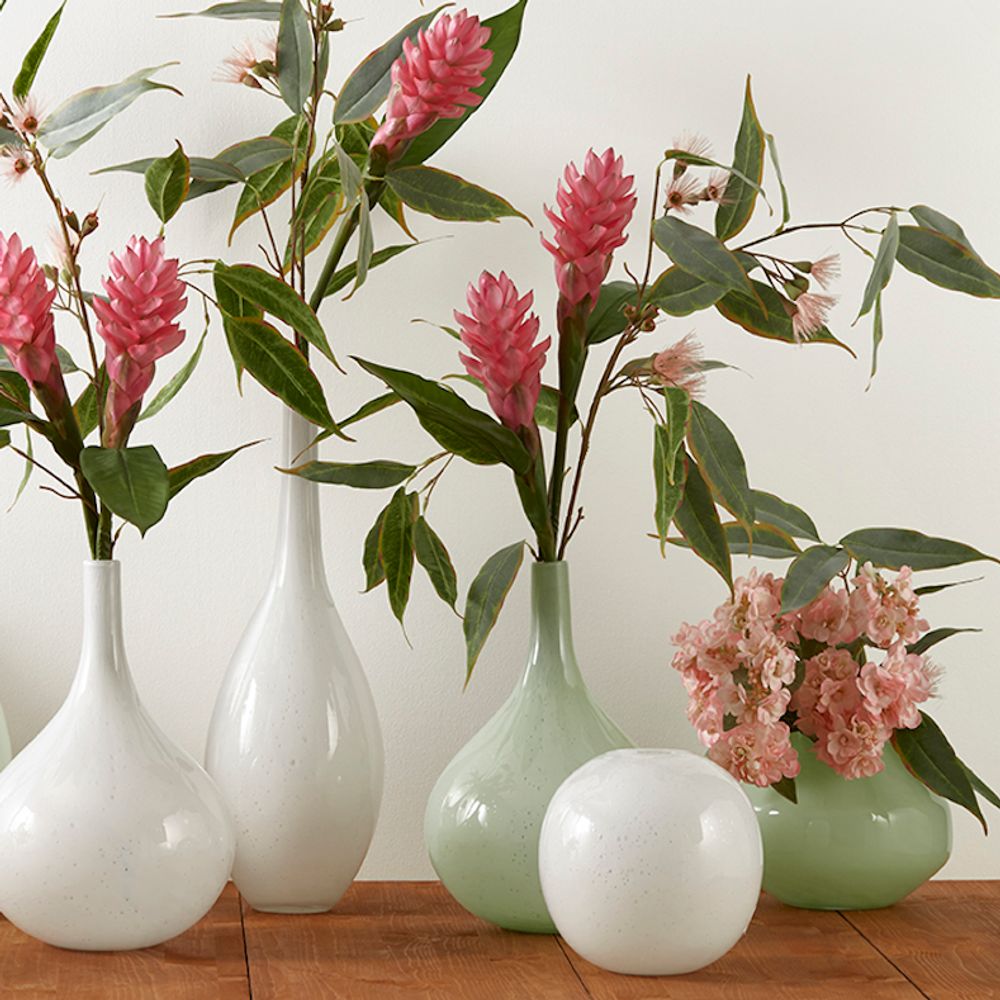Floral decoration - Eucalyptus and ginger bottle vases - LOU DE CASTELLANE - Artificial flowers more true than nature - LOU DE CASTELLANE