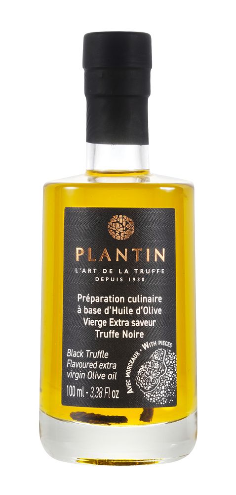 Huiles et vinaigres - Huile d'olive avec morceaux de truffes noires - PLANTIN