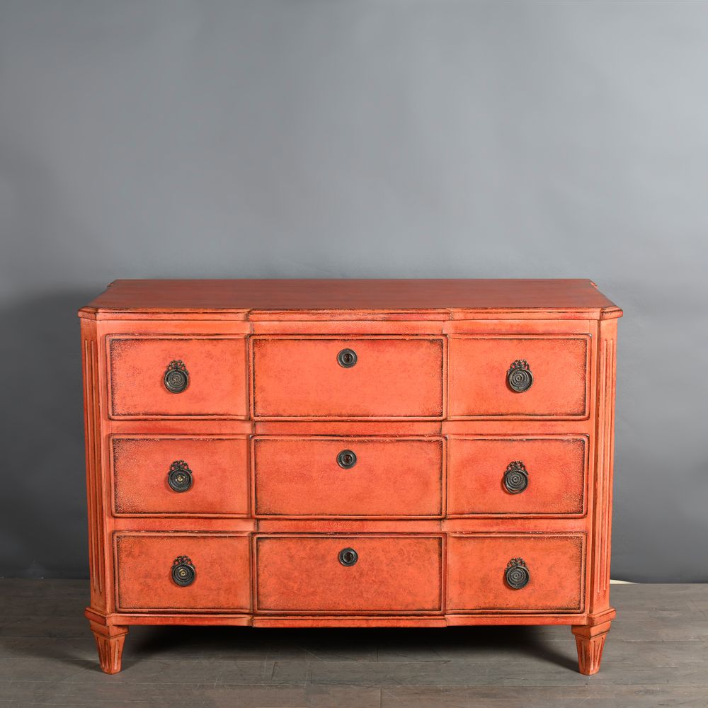 Commodes - Grande Commode Suédoise Rouge Impérial - ATELIERS C&S DAVOY