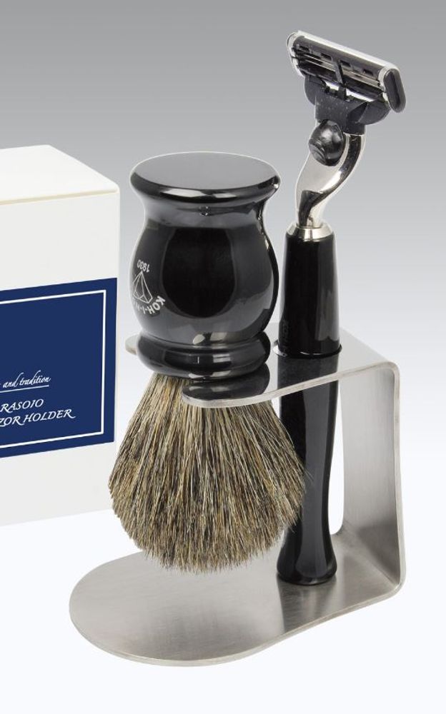 Cadeaux - Brosse à raser blaireau et accessoires Jaspe'. Perfection masculine - KOH-I-NOOR ITALY BEAUTY