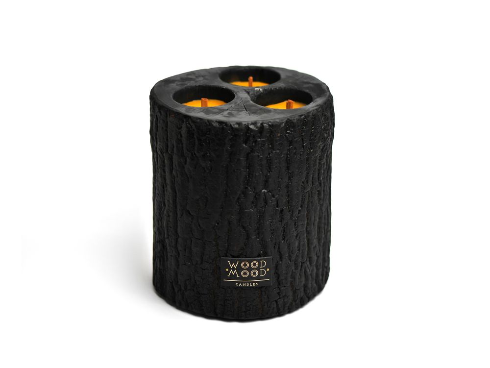 Objets de décoration - VOLCANO 3-en-1 | Bougie intérieure en bois brûlé, cire d'abeille et huiles naturelles | Grande bougie - WOOD MOOD