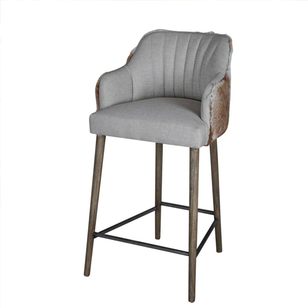 Chaises - Chaise de bar COURCHEVEL - coton et peau de chèvre - JOE SAYEGH PARIS