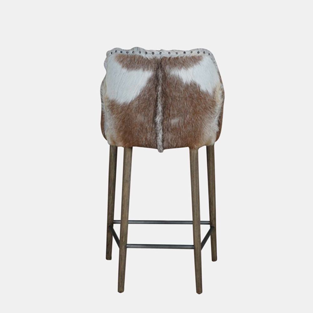 Chaises - Chaise de bar COURCHEVEL - coton et peau de chèvre - JOE SAYEGH PARIS