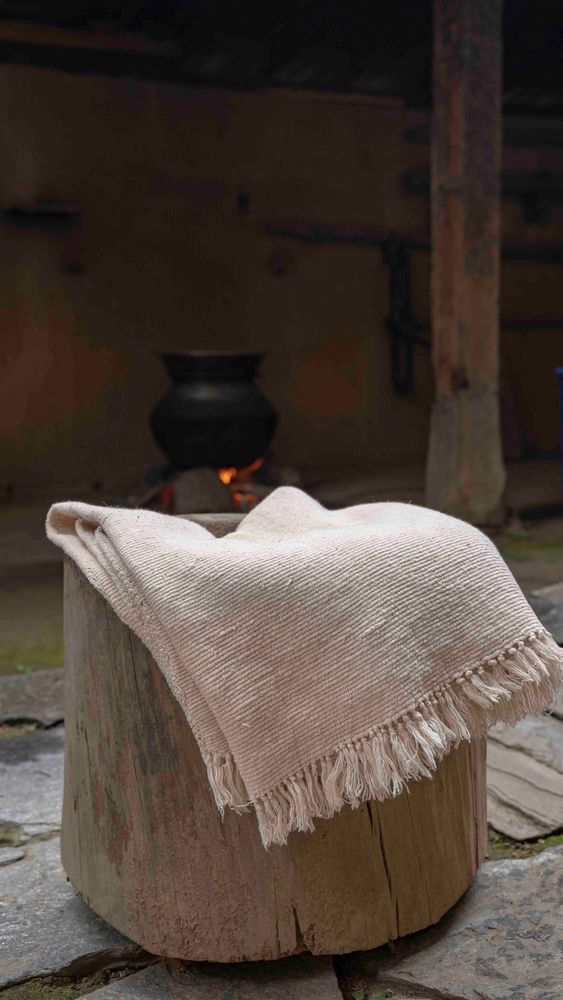 Coussins textile - Plaid THONGSA BLANC - BHUTAN TEXTILES