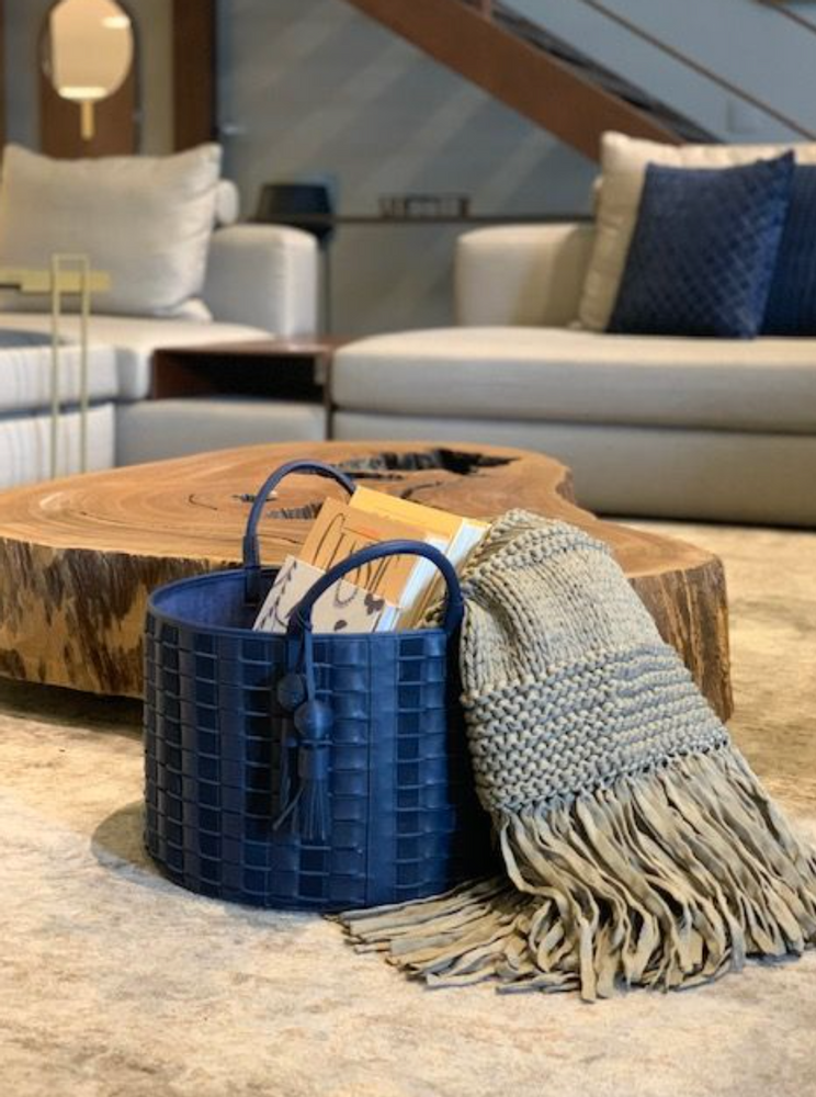 Objets de décoration - Panier Paraty en cuir tressé degradé - ELISA ATHENIENSE HOME