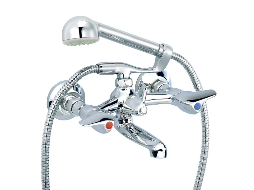 Faucets - Pile&Face | Wall-mounted bath and shower mixer with flexible, handshower and separate support - RVB