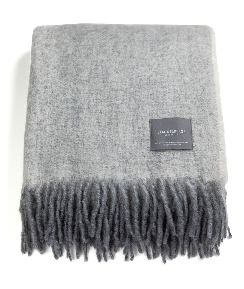 Throw blankets - Stackelbergs Mohair Blanket White & Skiffer Melange - STACKELBERGS