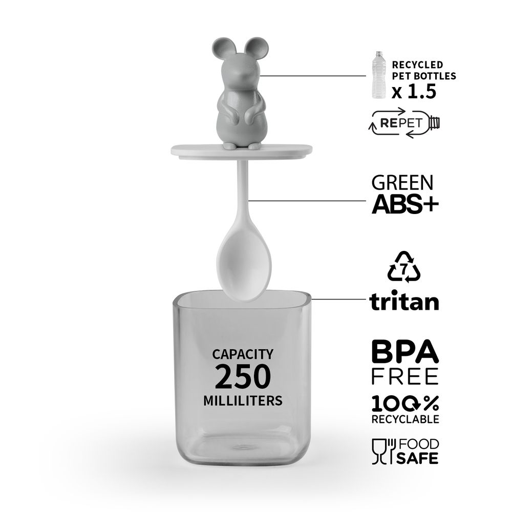 Food storage - Lucky Mouse Seasoning Container & Spoon : Party Drinking glass Coaster Canister Jar Tea and Coffee 100% recyclable. - QUALY DESIGN OFFICIAL