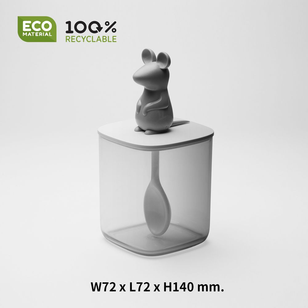 Food storage - Lucky Mouse Seasoning Container & Spoon : Party Drinking glass Coaster Canister Jar Tea and Coffee 100% recyclable. - QUALY DESIGN OFFICIAL