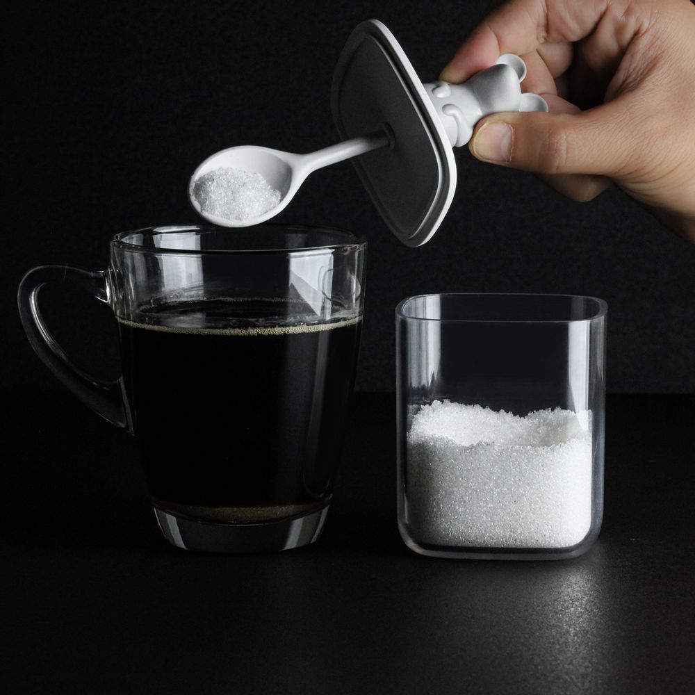 Food storage - Lucky Mouse Seasoning Container & Spoon : Party Drinking glass Coaster Canister Jar Tea and Coffee 100% recyclable. - QUALY DESIGN OFFICIAL