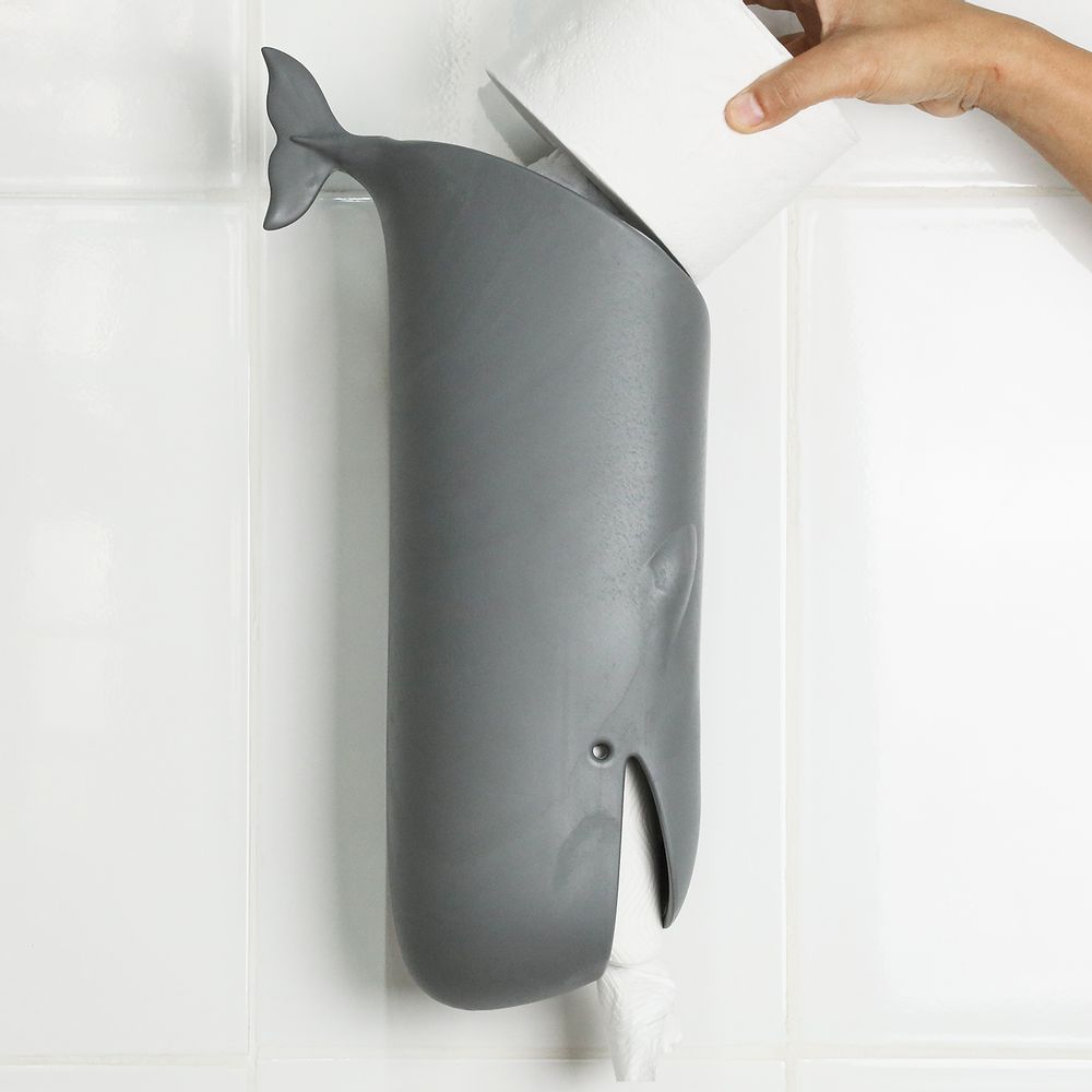 Autres décorations murales - Sac en plastique Moby Whale et porte-papier hygiénique : Ocean Papeery Collection : matériaux respectueux de l'environnement 100 % recyclables. - QUALY DESIGN OFFICIAL
