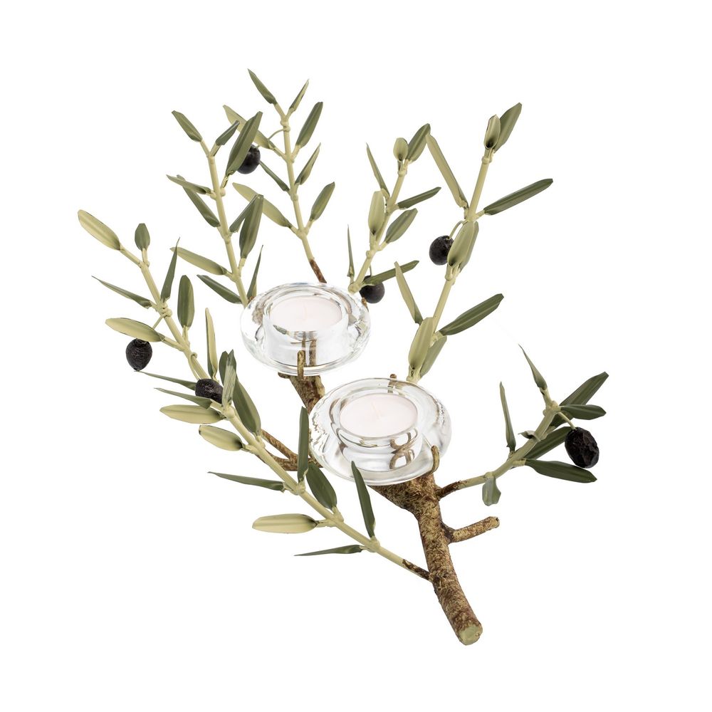 Objets de décoration - Bougeoir 2 bougies 7 rameaux Collection LES BAUX - L'OLIVIER FORGÉ
