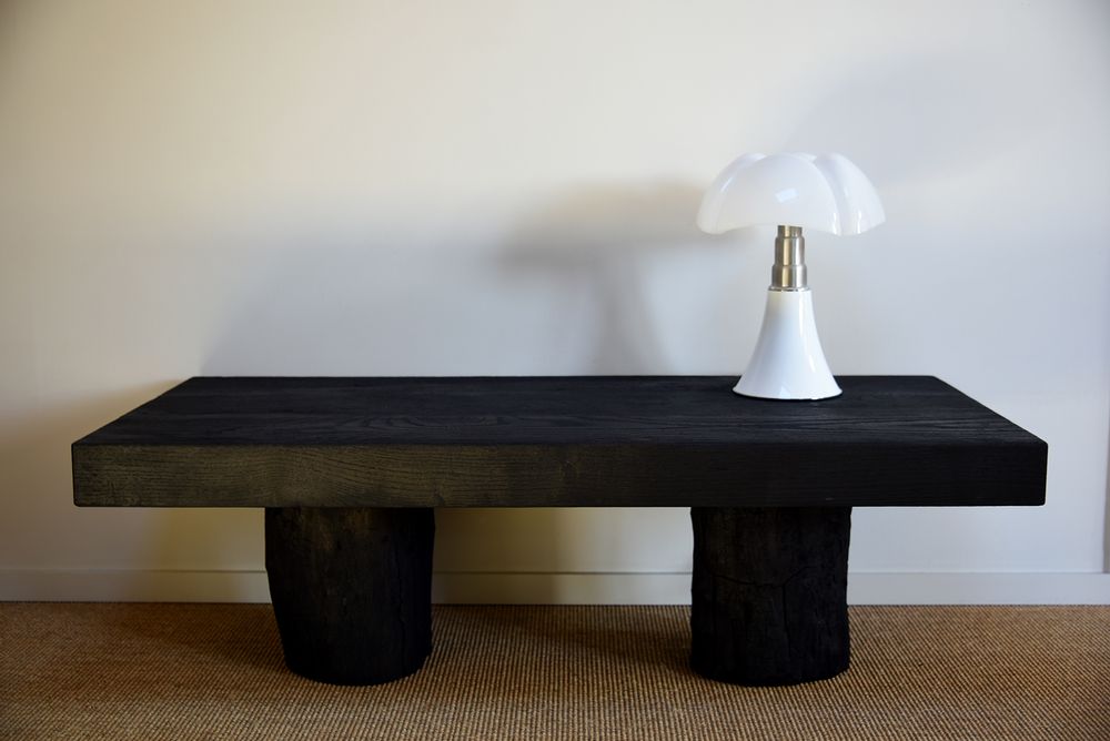 Tables basses - TABLE BASSE EN RONDINS — SHOU-SUGI-BAN EN BOIS BRÛLÉ - OUVRAGE - BOIS BRULE