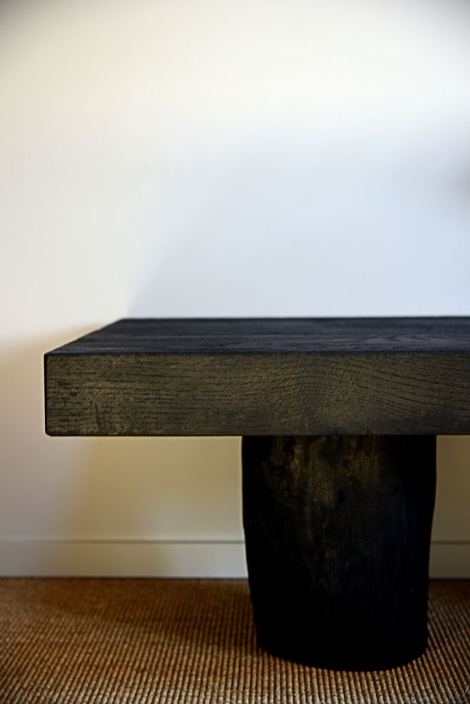 Tables basses - TABLE BASSE EN RONDINS — SHOU-SUGI-BAN EN BOIS BRÛLÉ - OUVRAGE - BOIS BRULE
