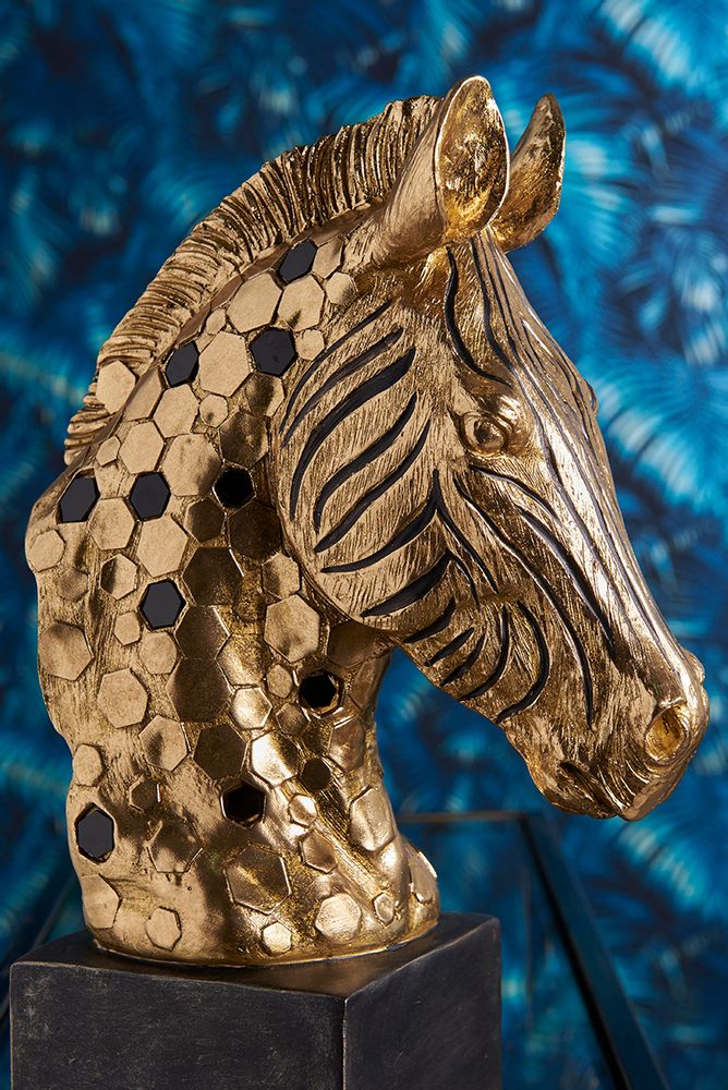 Sculptures, statuettes and miniatures - Gold zebra head on base - SOCADIS