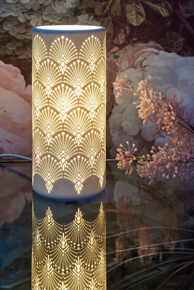 Table lamps - Art Deco cylindrical porcelain lamp - SOCADIS
