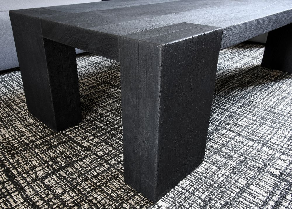 Tables basses - TABLE BASSE CHÊNE MASSIF FINITION BOIS BRÛLÉ — SHOU-SUGI-BAN - OUVRAGE - BOIS BRULE