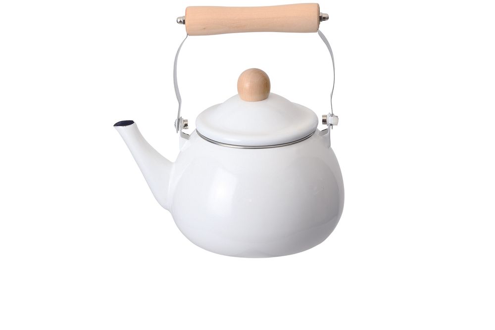 Saucepans - Enamel Kettle -White - PEARL LIFE