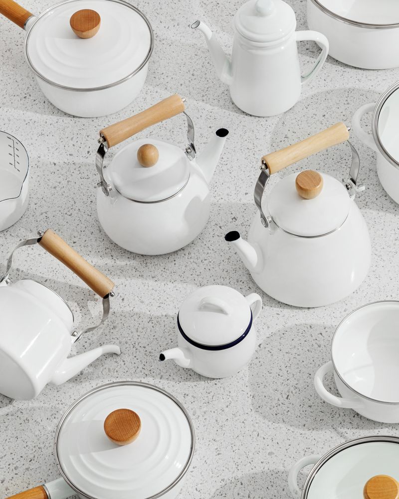 Petit électroménager - Cafetière émaillée - Blanc - PEARL LIFE