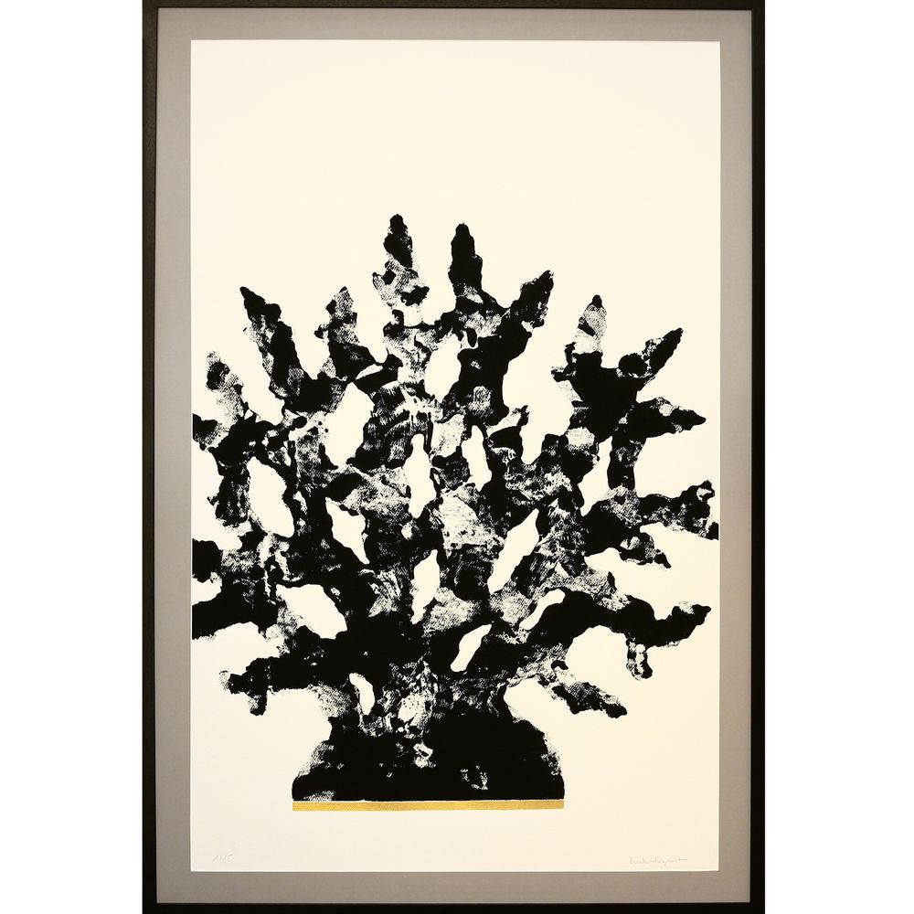 Tableaux - gravure monotype et gaufrage 80cm x 120 cm 4 coraux - FOUCHER-POIGNANT
