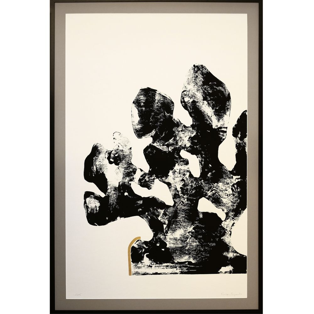 Tableaux - gravure monotype et gaufrage 80cm x 120 cm 4 coraux - FOUCHER-POIGNANT