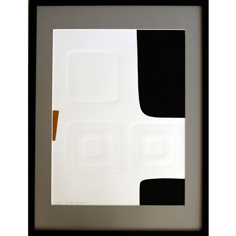 Paintings - Engraving and embossing 45 cm x 60 cm black, - FOUCHER-POIGNANT