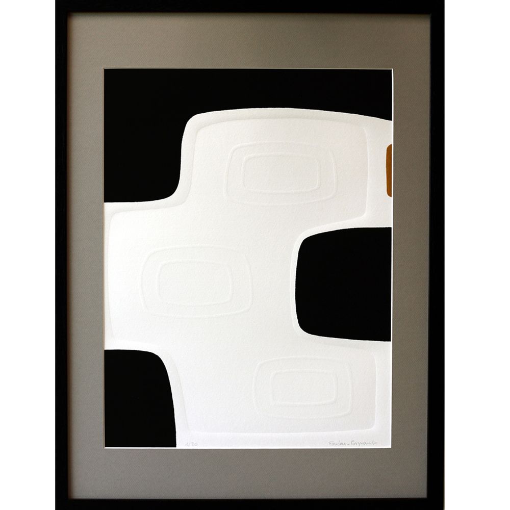 Paintings - Engraving and embossing 45 cm x 60 cm black, - FOUCHER-POIGNANT