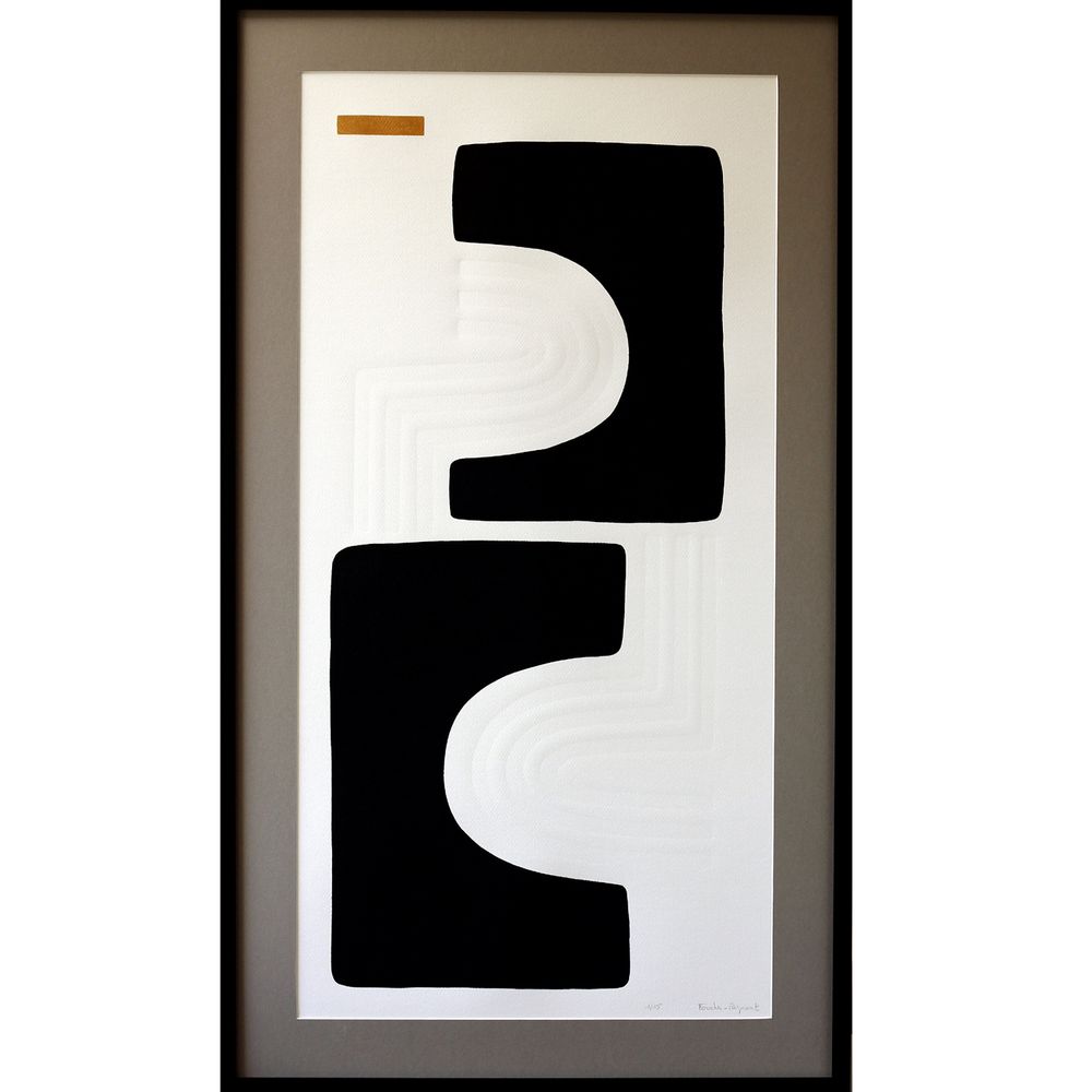 Cadres - Gravures et gaufrage 65 cm x 115 cm noir, - FOUCHER-POIGNANT