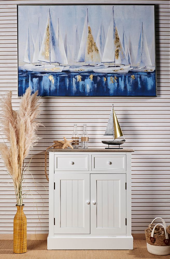 Paintings - Picture sailboat blue/white 80*120 silver frame - SOCADIS