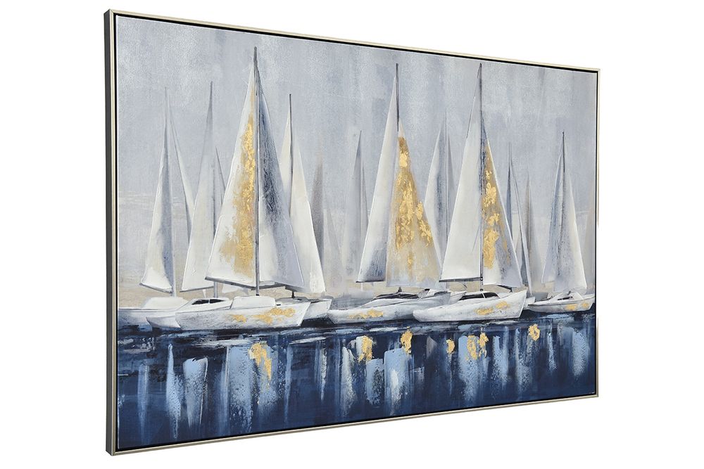 Paintings - Picture sailboat blue/white 80*120 silver frame - SOCADIS