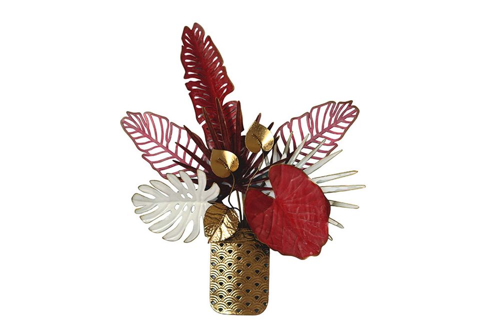 Other wall decoration - Foliage in gold/pink/white pot - SOCADIS