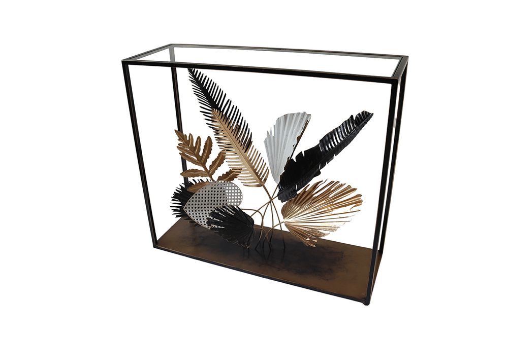 Consoles - Console 3D bouquet tropical noir/or/blanc - SOCADIS