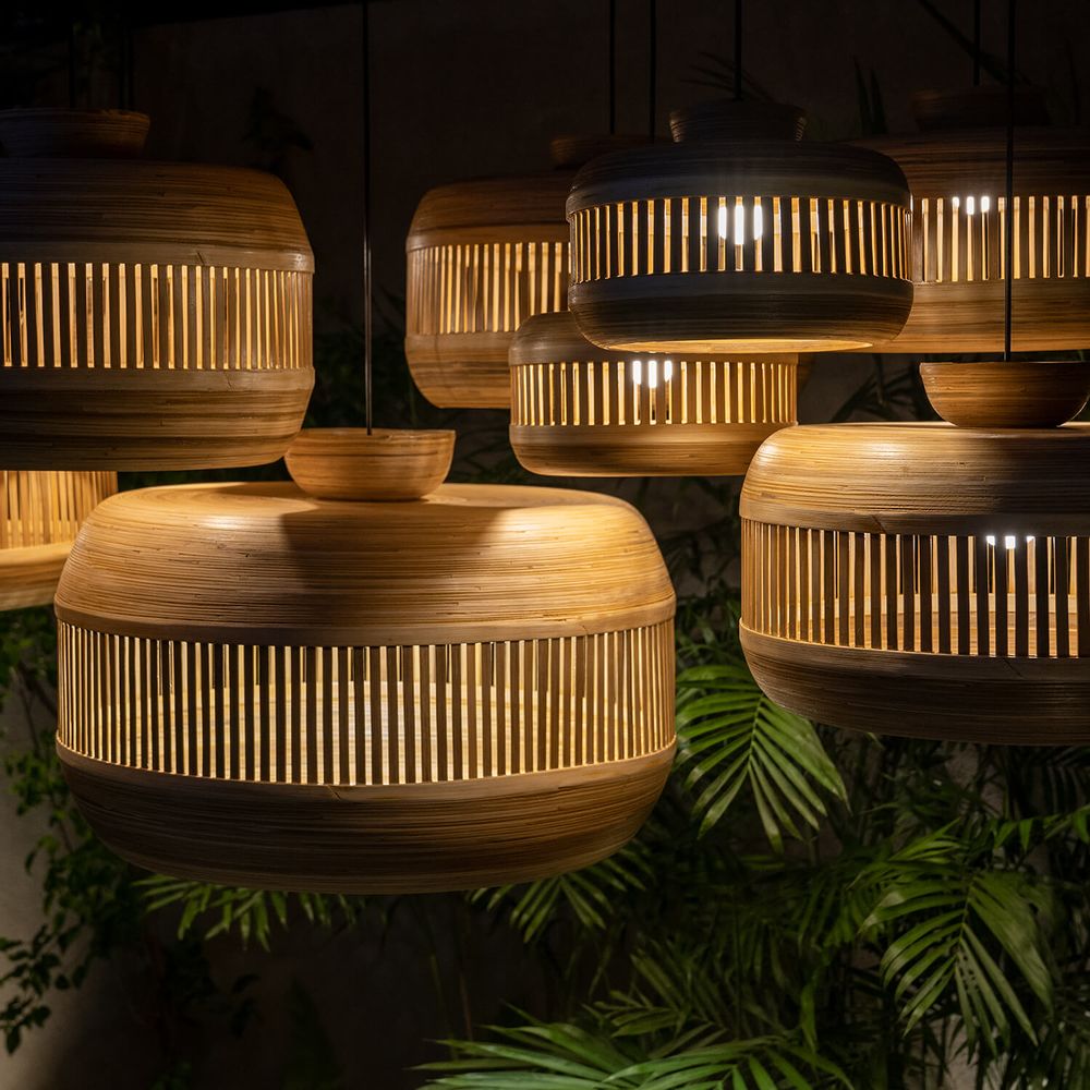 Objets de décoration - Lampes suspendues en bambou faites à la main DESRTOBO, lampes suspendues, grappe - BAMBUSA BALI
