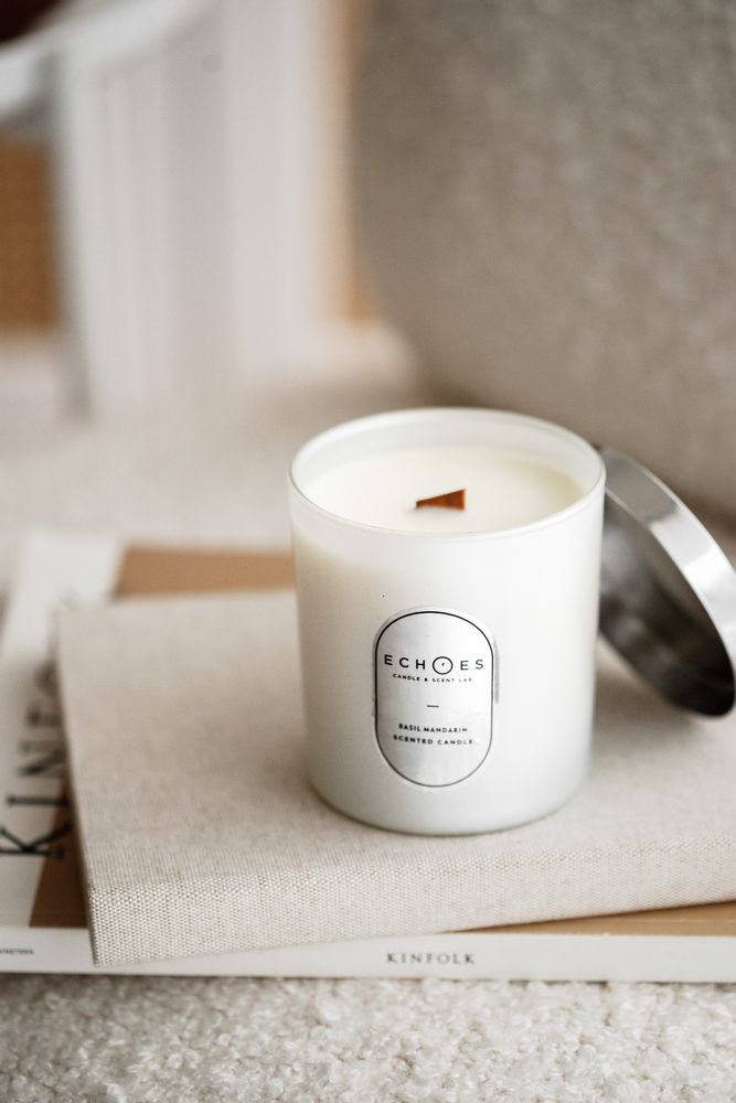 Gifts - Basil Mandarin Scented Natural Candle - ECHOES CANDLE & SCENT LAB.