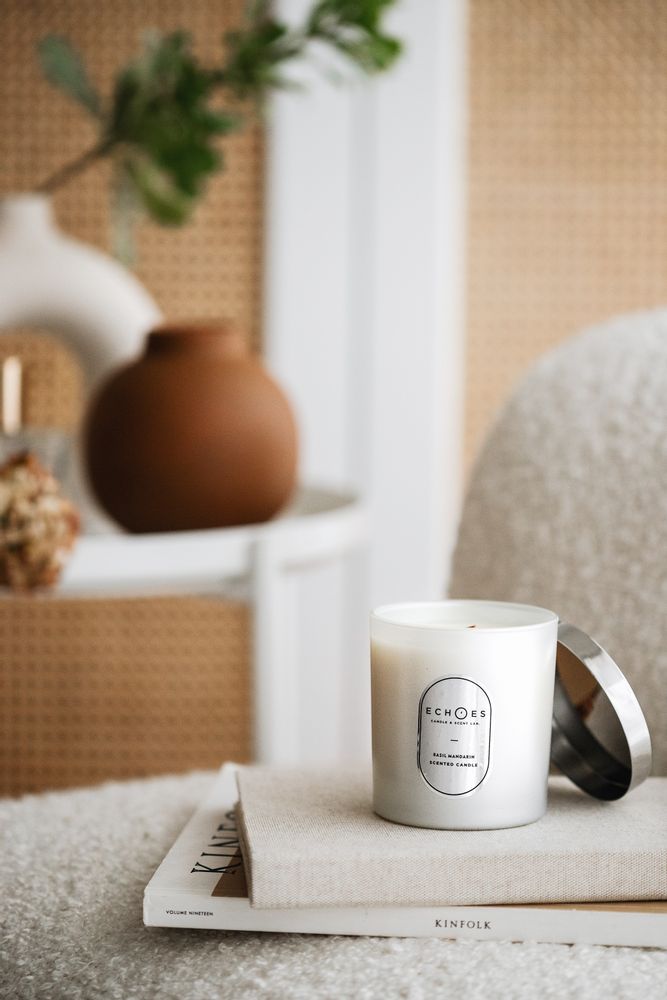 Gifts - Basil Mandarin Scented Natural Candle - ECHOES CANDLE & SCENT LAB.