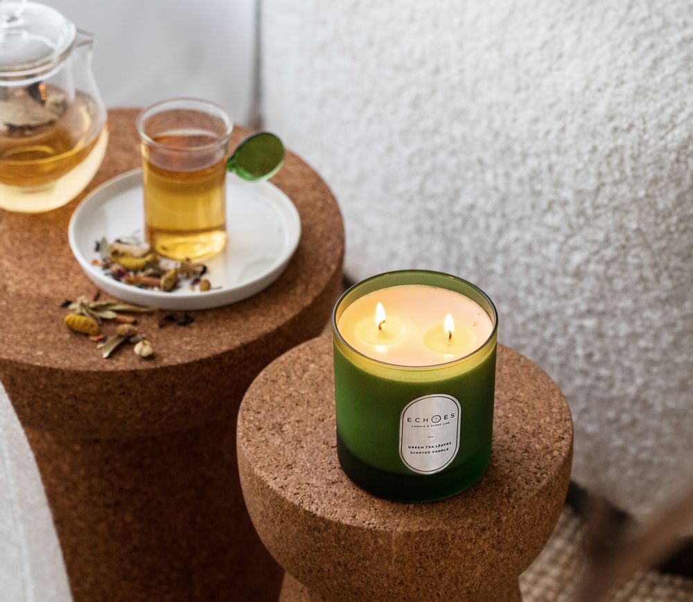 Gifts - Green Tea Leaves Scented Natural Candle - ECHOES CANDLE & SCENT LAB.