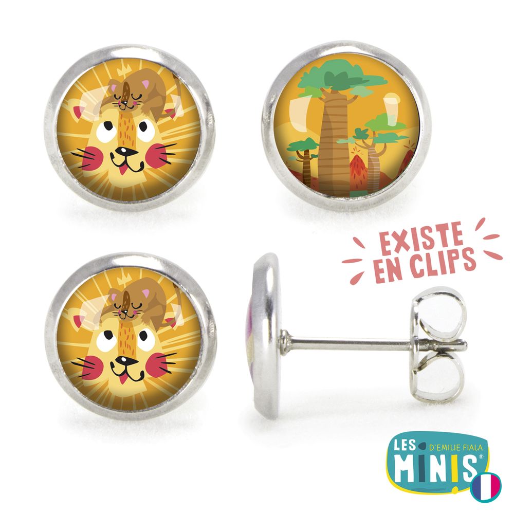 Bijoux - Ears Studs Les Minis Lion / Baobab - LES MINIS D'EMILIE