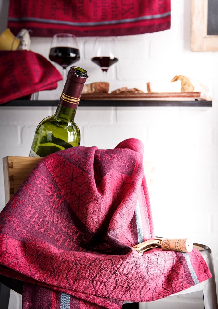 Torchons textile - Bouteille de vin / Torchon jacquard - COUCKE