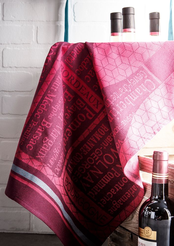 Torchons textile - Bouteille de vin / Torchon jacquard - COUCKE