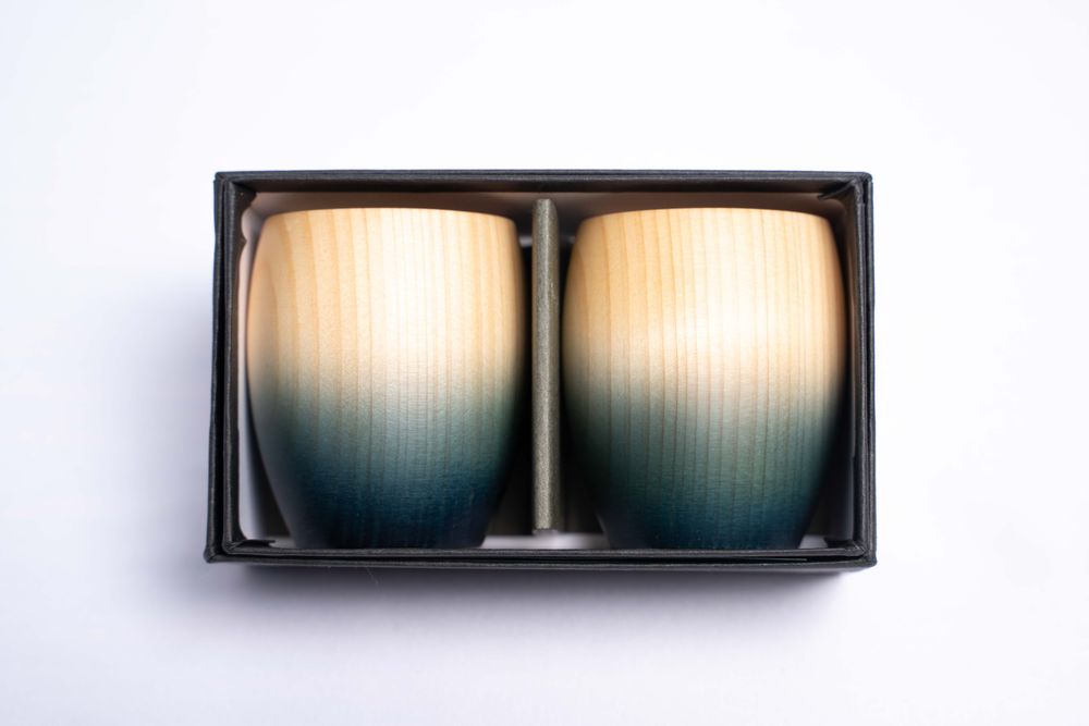 Glass - Indigo Hinoki Small Cup Set - AOLA