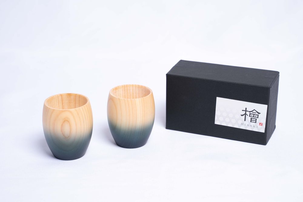 Glass - Indigo Hinoki Small Cup Set - AOLA