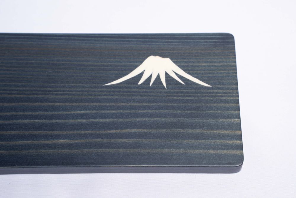 Trays - Indigo Cedar wood with Mt.Fuji Flower and pressed flower plate (R) - AOLA