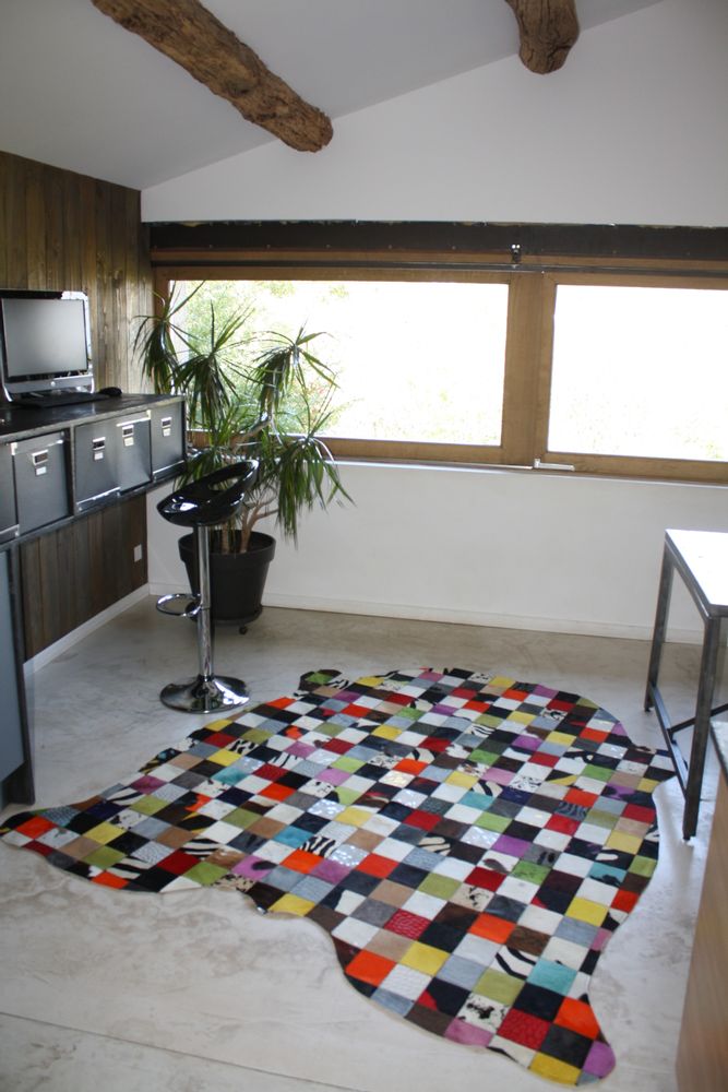 Tapis sur-mesure - Peau de vache patchwork multicolore  - TERGUS